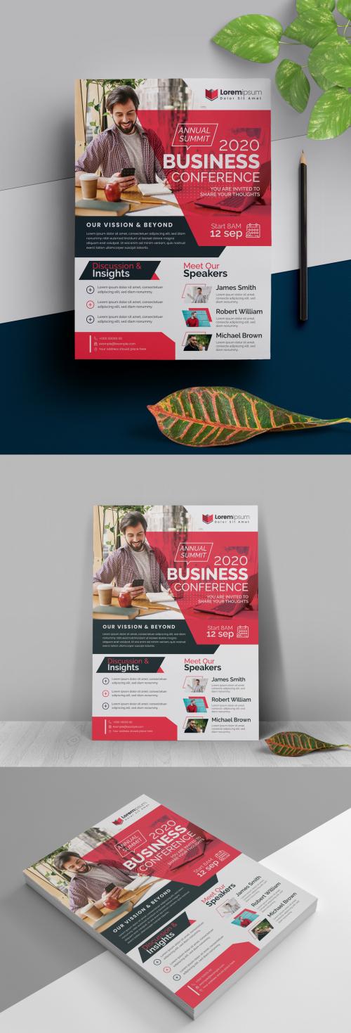 Adobe Stock - Annual Meeting Conference Flyer with Red Accents - 323752660