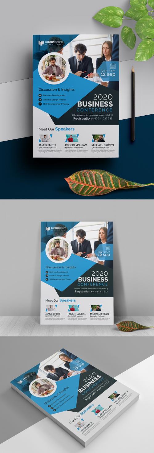 Adobe Stock - Seminar Event Flyer Layout with Blue Accents - 323753161