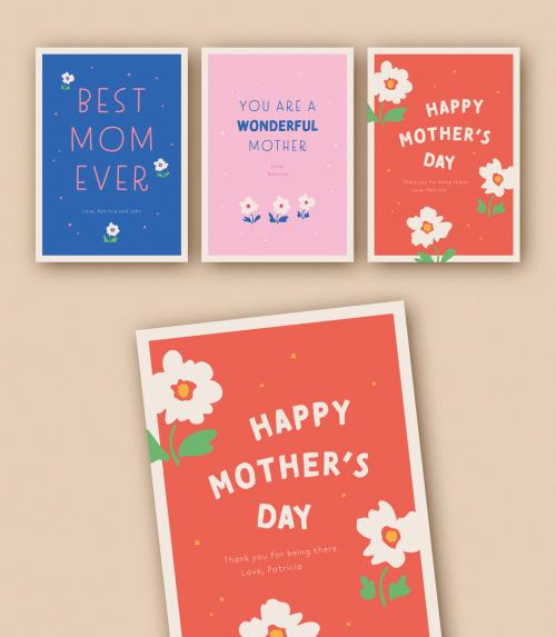 Adobe Stock - Mother's Day Card Layouts with Floral Accents - 324013429