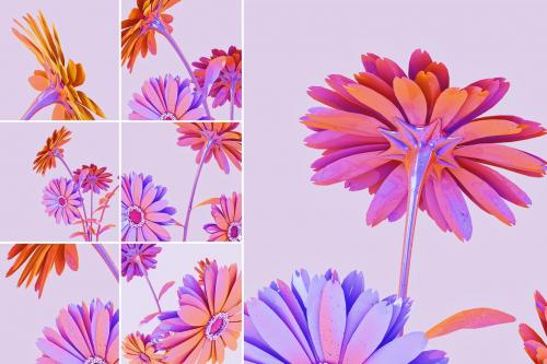 Holographic Flowers Abstract Backgrounds