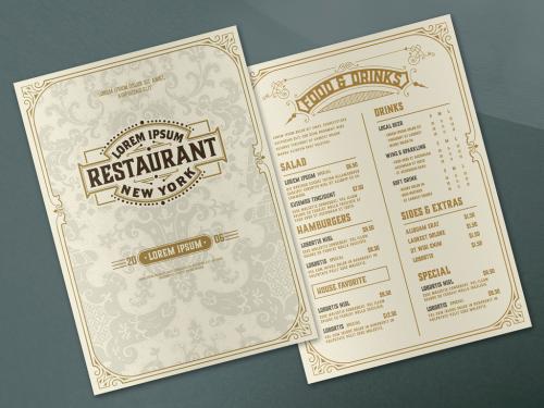 Adobe Stock - Restaurant Menu Layout with Ornamental Elements - 324605916