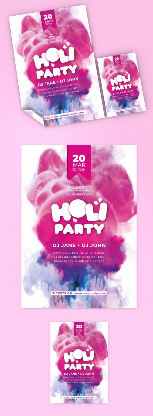 Adobe Stock - Holi Festival Party Poster and Flyer Layout - 324630491