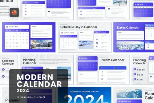 Modern Business Calendar 2024 PowerPoint Template