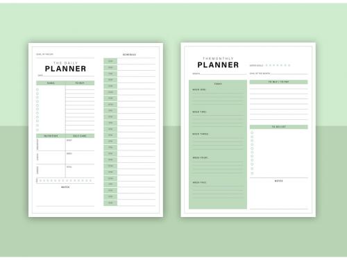 Adobe Stock - Green Planner Layout Set - 326444118