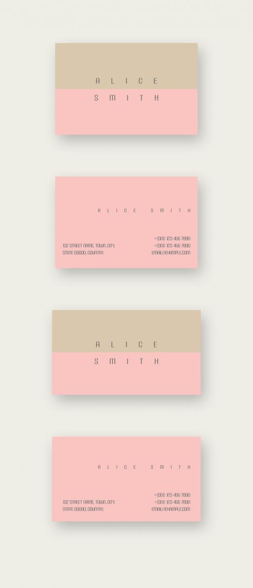 Adobe Stock - Pink and Tan Business Card Layout - 326444239