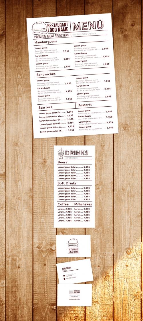 Adobe Stock - Burger Restaurant Print Kit Layout Set - 327000292