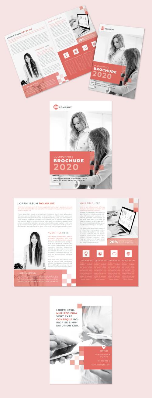 Adobe Stock - Multipurpose Red Squares Style Bifold Brochure Layout - 328123518