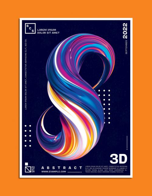 Adobe Stock - Abstract 3D Paint Brush Shape Poster Layout - 328341509