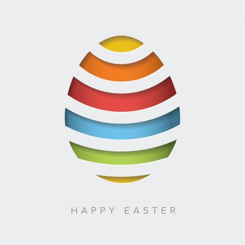Adobe Stock - Happy Easter Card Template with Papercut Easter Egg - 328377347