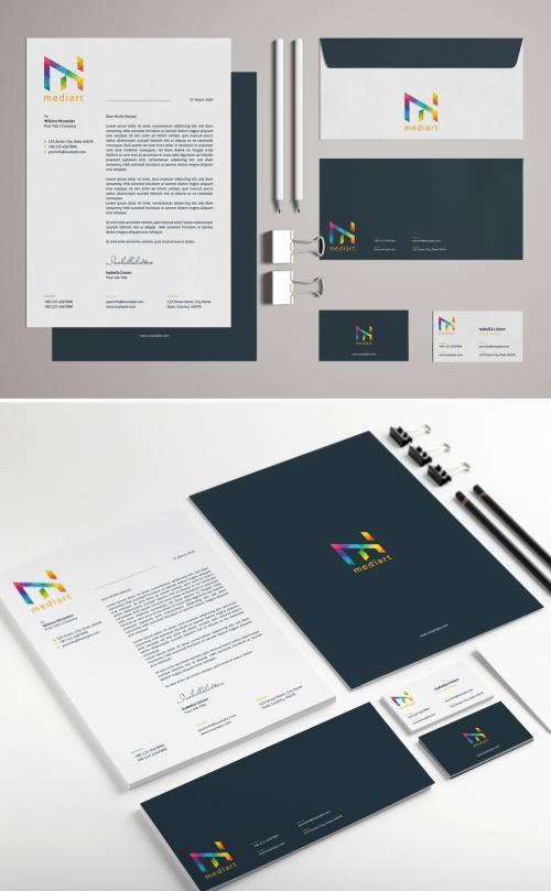 Adobe Stock - Stationery Set Layout with Colorful Design Elements - 329175127