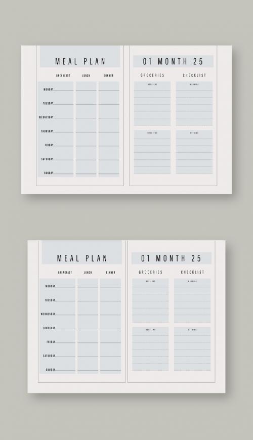 Adobe Stock - Meal Planner Layout with Pale Blue Accents - 329186133