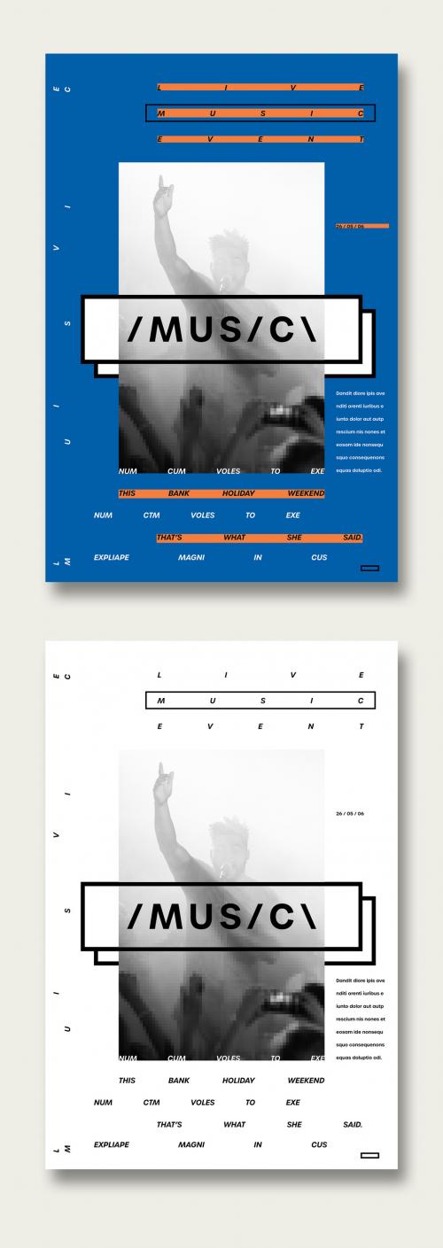 Adobe Stock - Blue and White Poster Layouts - 329186147
