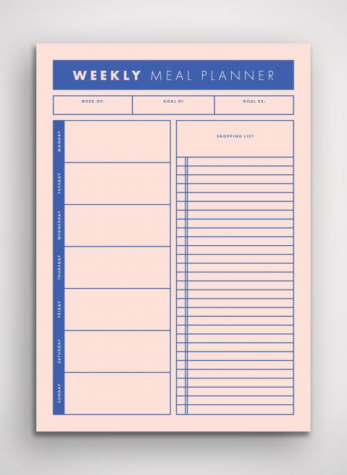 Adobe Stock - Pink and Blue Meal Planner Layout - 329186227