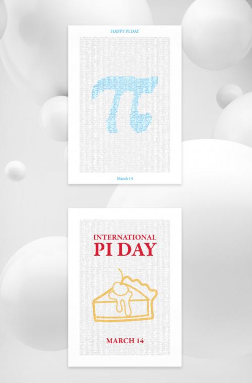 Adobe Stock - Pi Day Card Layout Set with Overlayed Illustration - 329834799