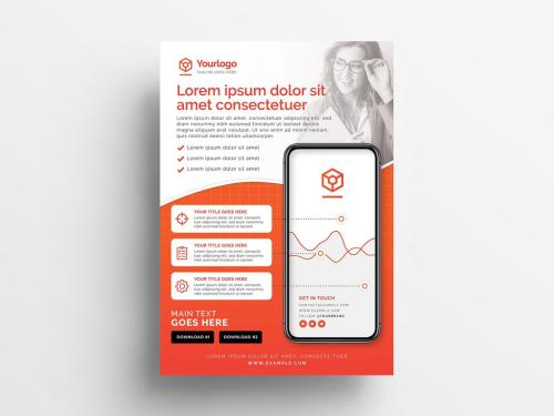 Adobe Stock - Bright Red and White Flyer Layout with Smartphone Illustrations - 329912133