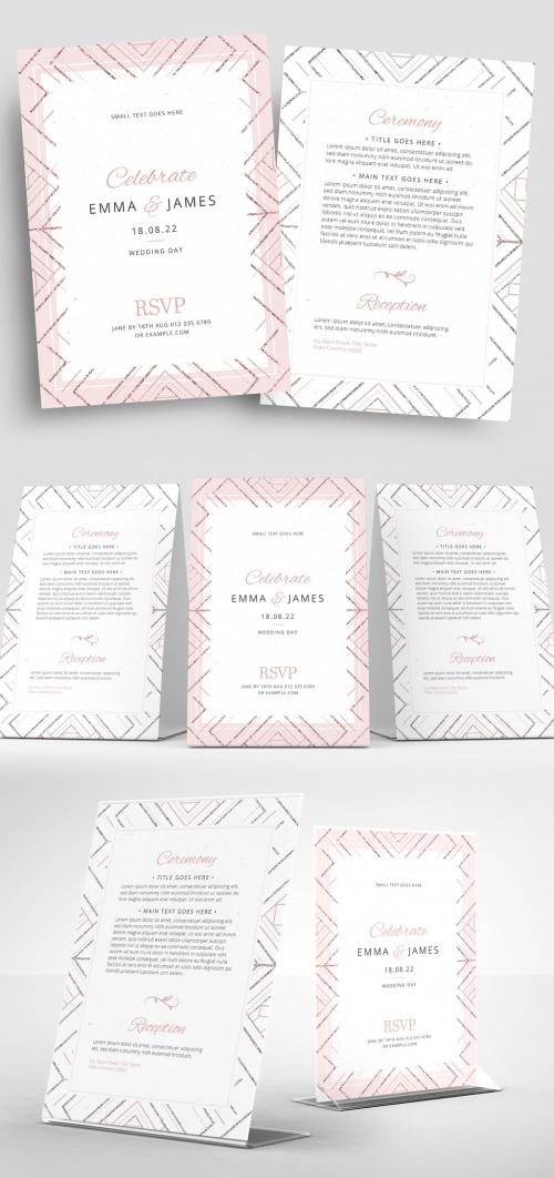 Adobe Stock - Wedding Invitation Layout with Patterned Borders - 329912255
