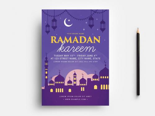 Adobe Stock - Ramadan Flyer Layout with Skyline - 330812370