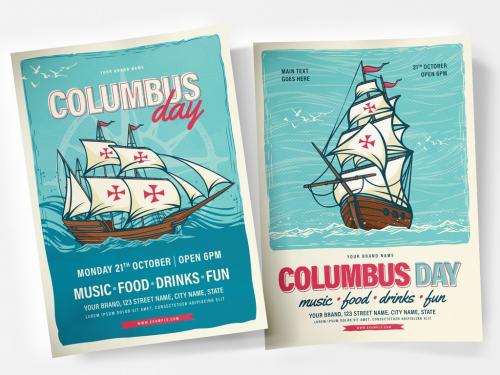 Adobe Stock - Columbus Day Flyer Layout - 330812884