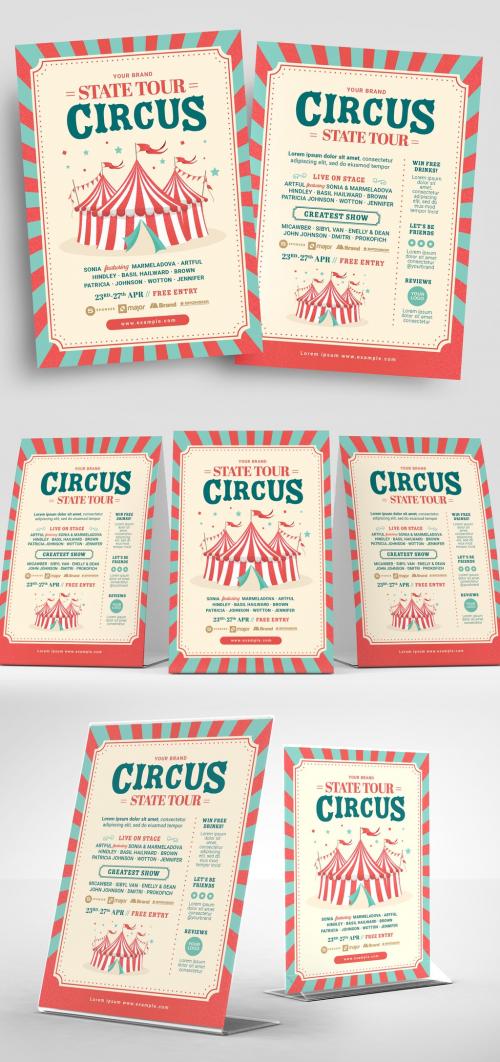 Adobe Stock - Circus Flyer Layout with Tent Illustration - 331024511