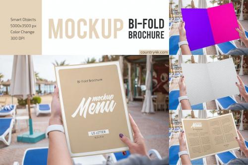 Bi-Fold Brochure Menu Mockup Set H4FJL9E