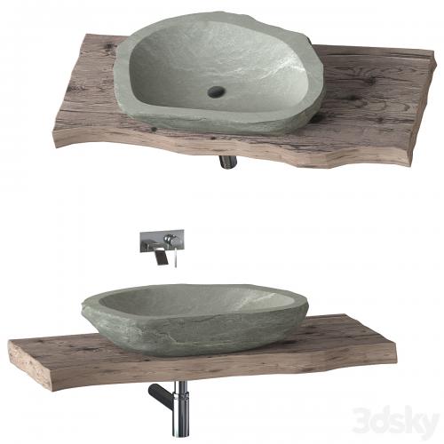 Stone washbasin with slab top
