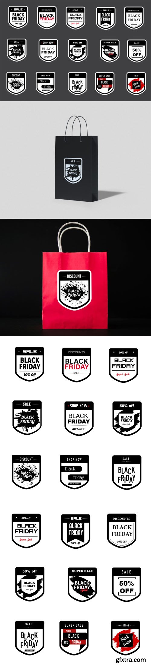 Black Friday Sales Stickers - Vector Design Templates