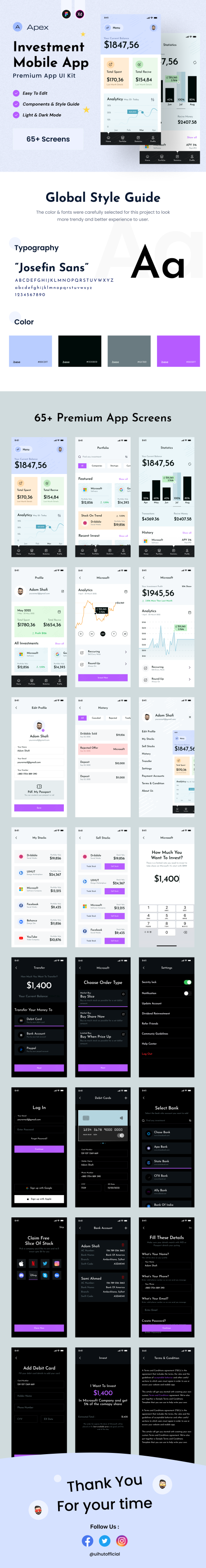 UIHut - Investment Mobile App UI Kit - 20304