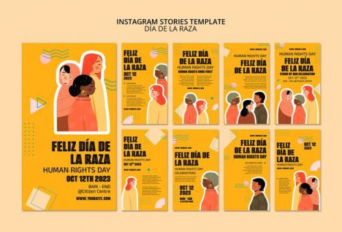 Flat Design Día De La Raza Celebration Instagram Stories
