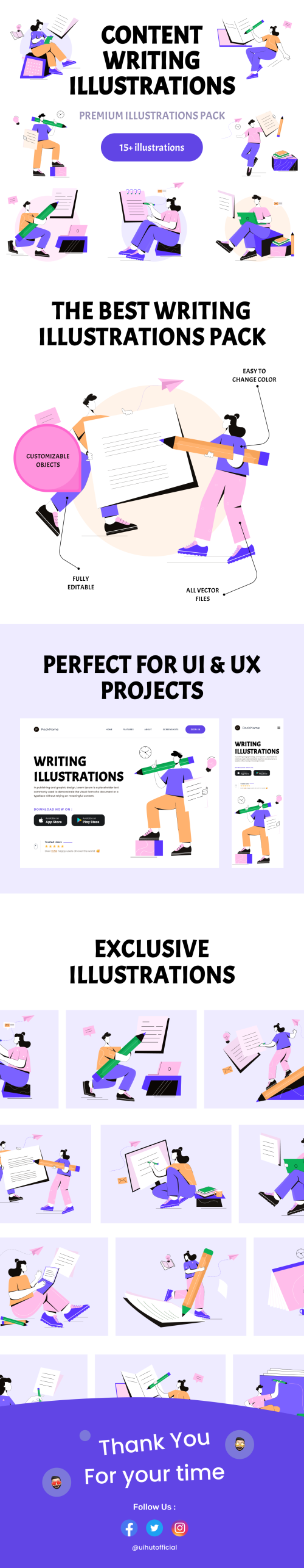 UIHut - Premium Content Writing Illustration Pack - 24668