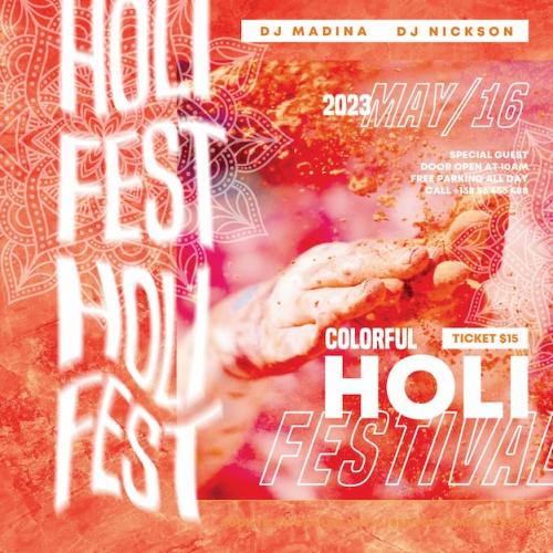 Holi Celebration Flyer Template And Instagram Post