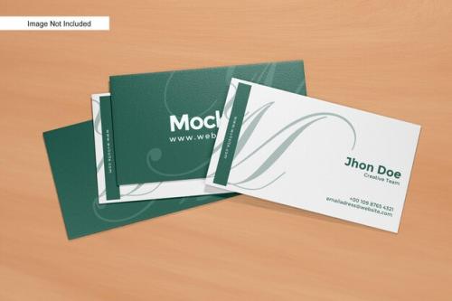 Business Card Mockup On Wooden Background