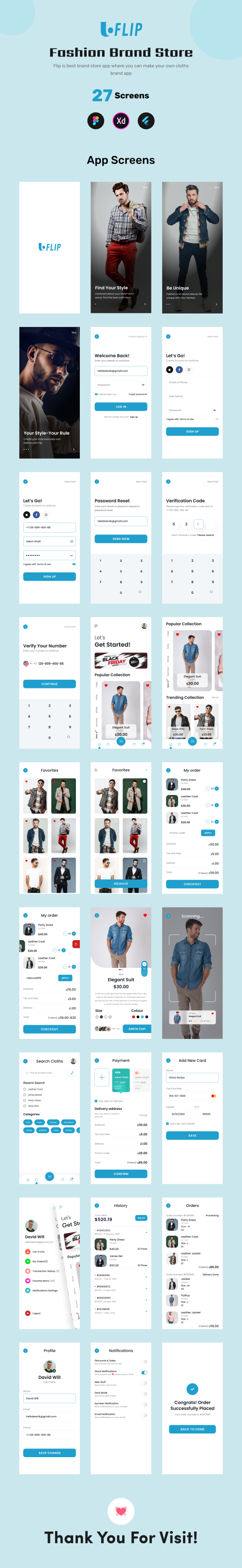 UIHut - Flip Fashion Brand App UI Kit - 9824