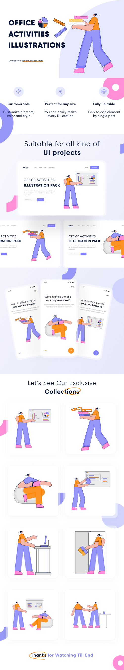UIHut - Office Activity Illustration Pack for UI Projects - 22257