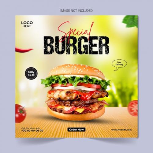 Psd Food Social Media Post Design And Instagram Banner Templatefood Social Media Promotion Banner