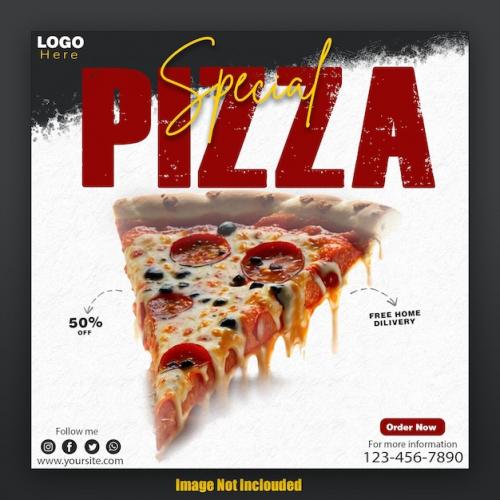 Food Menu And Delicious Pizza Social Media Banner Template