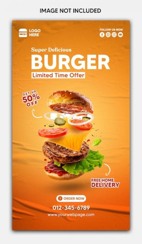 Free Psd Delicious Burger And Food Menu Instagram And Facebook Story Template