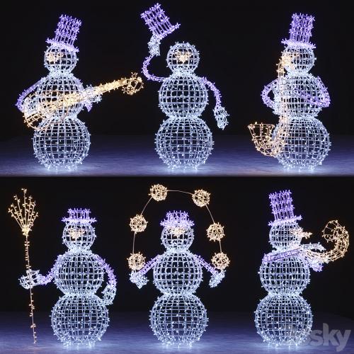 Snowman figures from garlands