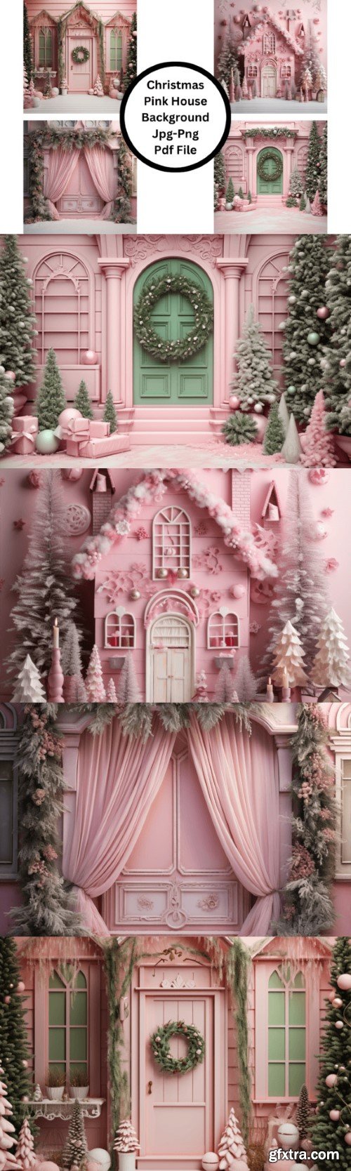 Christmas Pink House Background