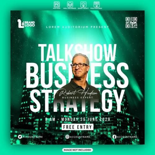 Talkshow Business Strategy Social Media Feed Template