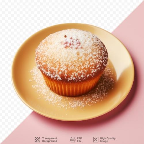 Delicious Cupcake With Powdered Sugar On Transparent Background From Above