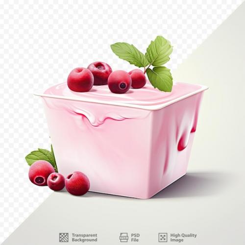 Natural Cranberry Flavored Yogurt Packaging With Hyperrealistic Mockup