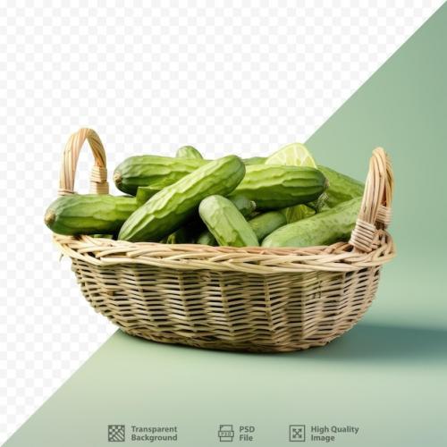 Gherkin In A Basket Isolated On Transparent Background