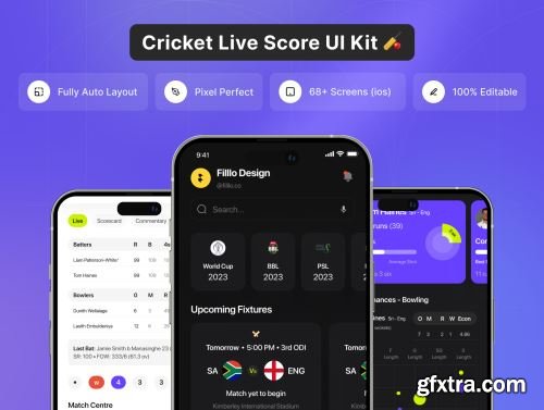 Filllo Cricket live Score UI Kit Ui8.net