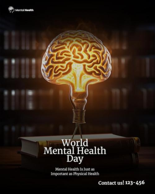 Free Psd Hand World Mental Health Day Instagram Post