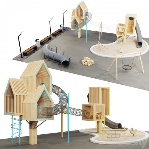modern wooden playground