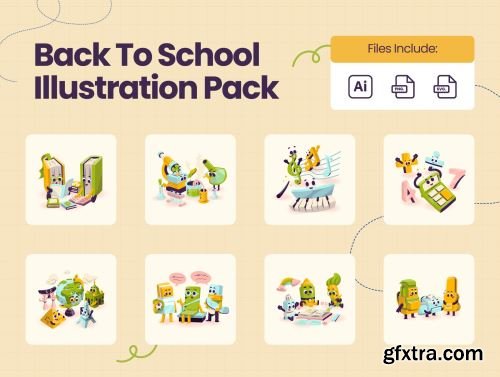Back to School Illustration Pack Ui8.net