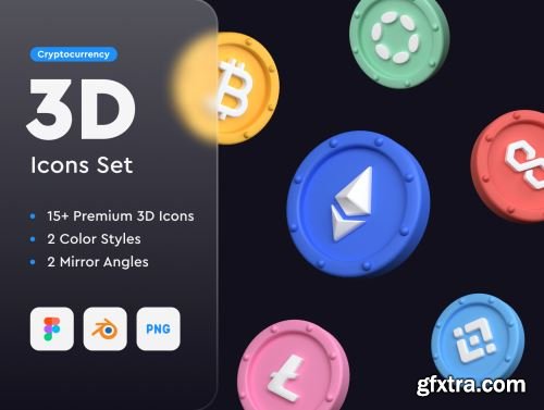 Cryptocurrency 3D Icons Set Ui8.net