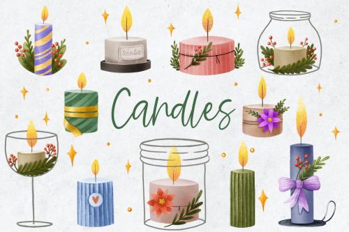 Warm Christmas Candles and stars , cozy home png