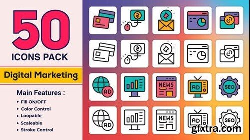 Videohive Dual Icons Pack - Digital Marketing Icons 49801527