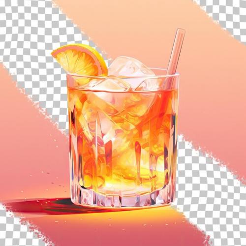 Alcoholic Cocktail With Ice In A Glass Against A Transparent Background
